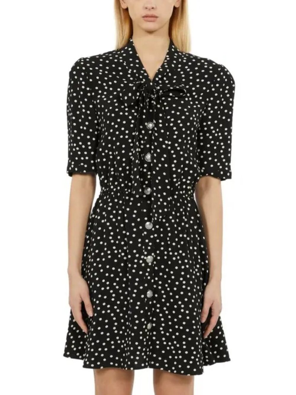 The Kooples Polka Dot Mini Dress w/ Tie Neck & Button Front | Size 1 / XS | NWT